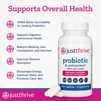 Just Thrive Probiotic & Antioxidant 100% Spore-Based Digestive Support