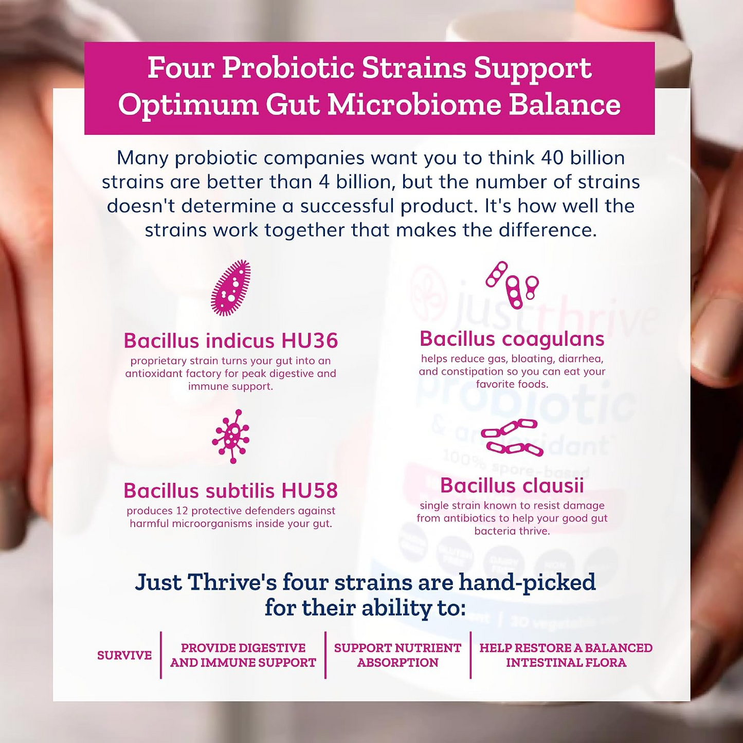 Just Thrive Probiotic & Antioxidant 100% Spore-Based Digestive Support